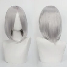 40英寸短款合成假发，带刘海，男女通用，适合男士佩戴，层次感直发，无胶耐热纤维，高密度，外观自然