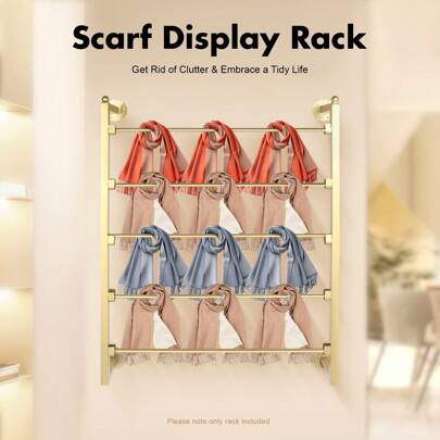 TFCFL Scarf Display Rack, Wall Mounted Scarf Rack, Gold Scarf Display Rack