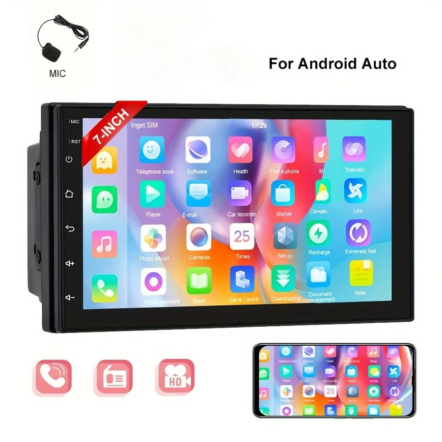 Double Din Car Stereo Radio 7'' HD Touch Screen For Android Auto Universal Car MP5 Player Support Hands-Free Calls FM/TF/USB Steering Wheel Control Mirror Link Rear View Camera(Optional) - 沒有相機 - 查看 1