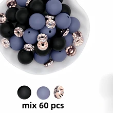 61 cái/bộ Của 15mm Phấn màu Tròn Silicone Hạt 10mm Pha lê Spacer Hạt Với Nylon Cord Tua Cao su silicon Trang trí Hạt , Đối với DIY Vòng tay Đồ trang trí Ba lô Vật rủ xuống Mặt dây chuyền chìa khóa Chuỗi Nhiều loại Trang trí Phụ kiện Đến Mặc Phụ kiện trang sức - Nhiều màu - Xem 14