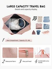 1 件大容量行李旅行行李袋，过夜假日运动健身包，周末随身手提包休闲多功能便携式单肩包，简易打包行李袋非常适合商务、度假、户外、滑雪、运动健身、手提包旅行包假日行李袋周末包旅行箱过夜包行李袋随身包大学包行李袋周末包医院包粉色防水包冬季