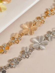 1 件可爱花朵青少年手链，甜美清新花卉珠宝配饰，带水钻，可调节，适合女孩、朋友、节日场合、日常佩戴