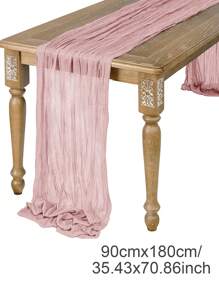 1件/5件套褶皱浅粉色桌旗，可折叠桌旗桌布，节日生日婚礼派对圣诞节新年2025家居聚会餐桌装饰桌布，桌旗，桌布 - 淺粉色 - 查看 15