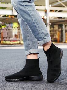 1 Pair Casual Outdoor Sports Knit Mid-Top Sneakers, Soft & Non-Slip, Suitable For Outdoor Activities