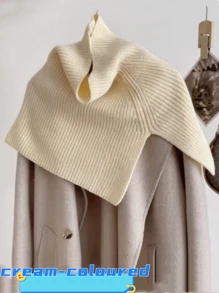 1pcs新款韩国精美设计高领套头围巾男女秋冬季针织毛线开叉披肩纯色时尚简约华丽保暖防风防寒脖羊毛针织披肩围巾外贸时尚围巾