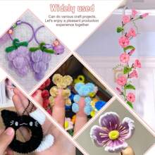 100/120/300 件蓝色管道清洁器工艺套装，配有 1 个分步视频，6 种颜色，雪尼尔茎用于创意 DIY 艺术项目，厚而柔软的扭曲用于工艺花束、礼品制作、家居装饰用品 - 彩色 - 查看 5