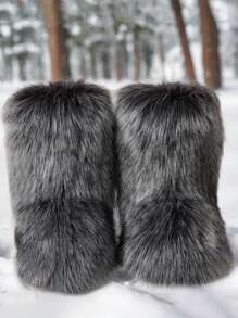 新款保暖时尚休闲毛绒踝靴雪地靴防滑男女情侣冬季皮草靴