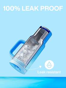 40盎司带把手吸管保温杯，100%防漏，带盖和吸管，不锈钢旅行杯，保温长达34小时，适用于车载杯架 - 藍色漸變 - 查看 4