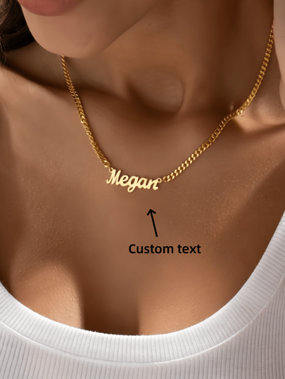 1 pieza Collar personalizado con nombre chapado en oro de 18K con cadena, collar con nombre personalizado estilo gótico, regalo para mamá, regalo del Día de la Madre, regalo para la familia, regalo de cumpleaños, regalo de Navidad, regalo de San Valentín