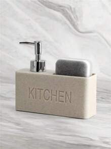 1 件 200ml 字母印花皂液器带海绵，泵式浴室液体皂液瓶，适用于厨房/浴室，简约现代家居装饰家居浴室装饰夏季