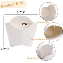 50/20/10pcs/1pc White French Fry Boxes, French Fry Holder, Mini French Fry Fryer, French Fry Stand, Disposable Popcorn Cups, Takeout Boxes, Suitable For Malls, Birthdays, Christmas