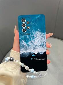 1 Stück TPU matter Handyhülle mit Ozean-Musterprint, kompatibel mit Apple, Samsung Serie, Redmi Note, OPPO A/Reno, INFINIX Serie, 2 Kameraausschnitt-Stile werden zufällig versendet - Verschiedenfarbig - Übersicht 2