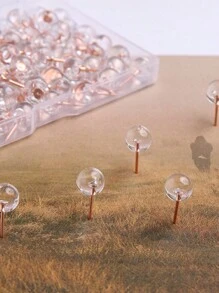 50/100pcs Rose Gold Push Pins With Clear Plastic Dome Heads, Thumb Tacks For Wall & Bulletin Board - Ideal For Hanging Photos, Posters, Documents, Back To School Supplies
