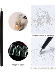 12 Fächer Nagel Perlen mit 1 Stück Magnet Picker Tool, 3D 12 Fächer Gold Silber Kaviar Perlen Metall Nagel Dekoration Edelsteine gemischte Größen Gold Silber Stahlkugeln Nail Art Design Dekoration Maniküre DIY Zubehör Metall Charm Mini Kaviar Nagel Perlen Kristall Dekoration Nägel