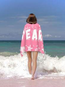 1PC Customized Ocean Beach Towels, Seahorse/Fish Pattern Beach Towel, Custom Name Beach Towel, Personalized Boys/Girls Beach Towel, Custom Beach Towel For Boys/Girls, Perfect For Outdoor Beach Travel Swimming Gym Yoga, For Mother's Day, For Birthdays, For Father's Day, For Graduation, For Weddings, For Housewarming, Home Refresh Beach Essentials - Style 1 - View 3