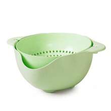 1pc Kitchen & Dining Dual Layer Rotating Fruit & Vegetable Strainer Basket, Multi-Purpose Convenient Produce Wash Basin, Pasta & Rice Colander - Multicolor - View 11