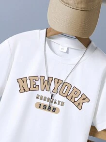 Toddler Kids Letter Print Short Sleeve T-Shirt & Shorts Summer Outfit Set - Khaki - View 4