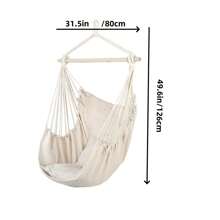 Distinctive Cotton Canvas Hanging Rope Chair With Pillows Beige Hanging Chair, Household Outdoor Hanging, Cotton Rope Cradle, Outdoor Hanging Basket, Yard Swing, Small Hammock