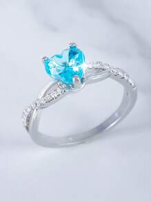 1 pieza Anillo de mujer con forma de corazón con 12 piedras de nacimiento del zodíaco, elegante y romántico, adecuado como regalo de San Valentín, aniversario, regalo romántico para tu pareja, boda y compromiso