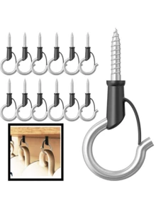 10 móc treo hình chữ Q bằng thép không gỉ, móc treo tường vô hình, thích hợp cho đèn dây ngoài trời, cây trồng, máng ăn cho chim, rèm cửa, dây thừng, xích, chắc chắn và bền, không để lại dấu vết - Nhiều màu - Xem 7