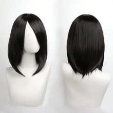 40英寸短款合成假发，带刘海，男女通用，适合男士佩戴，层次感直发，无胶耐热纤维，高密度，外观自然