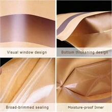 50 قطعة أكياس تخزين الطعام القابلة لإعادة الاستخدام من الورق الكرافت، أكياس وقوف مزودة بنافذة من مادة مطفأة للتعبئة والحفظ، أكياس تعبئة محكمة الإغلاق للطعام والشاي والحلوى والوجبات الخفيفة - متعدد الألوان - مشاهدة 4