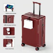 20 英寸多功能登机箱，便携式行李箱带杯架，带密码锁的行李箱防刮耐磨防水行李箱万向轮拉杆箱多功能行李箱带 USB 充电端口 + 杯架 + 挂钩，大容量轮子行李箱行李箱，20 英寸，密码锁拉杆箱旅行行李箱行李箱旅行行李箱随身携带行李箱手提行李箱套装行李箱套装行李袋