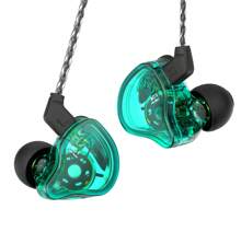 Auriculares intrauditivos CCZ Melody con monitorización, auriculares con cable y sin micrófono, IEM HiFi Bass con 1DD 1BA, aletas para los oídos, cable 4N OFC para músicos, cantantes, escenarios y estudios - Verde - Ver 2