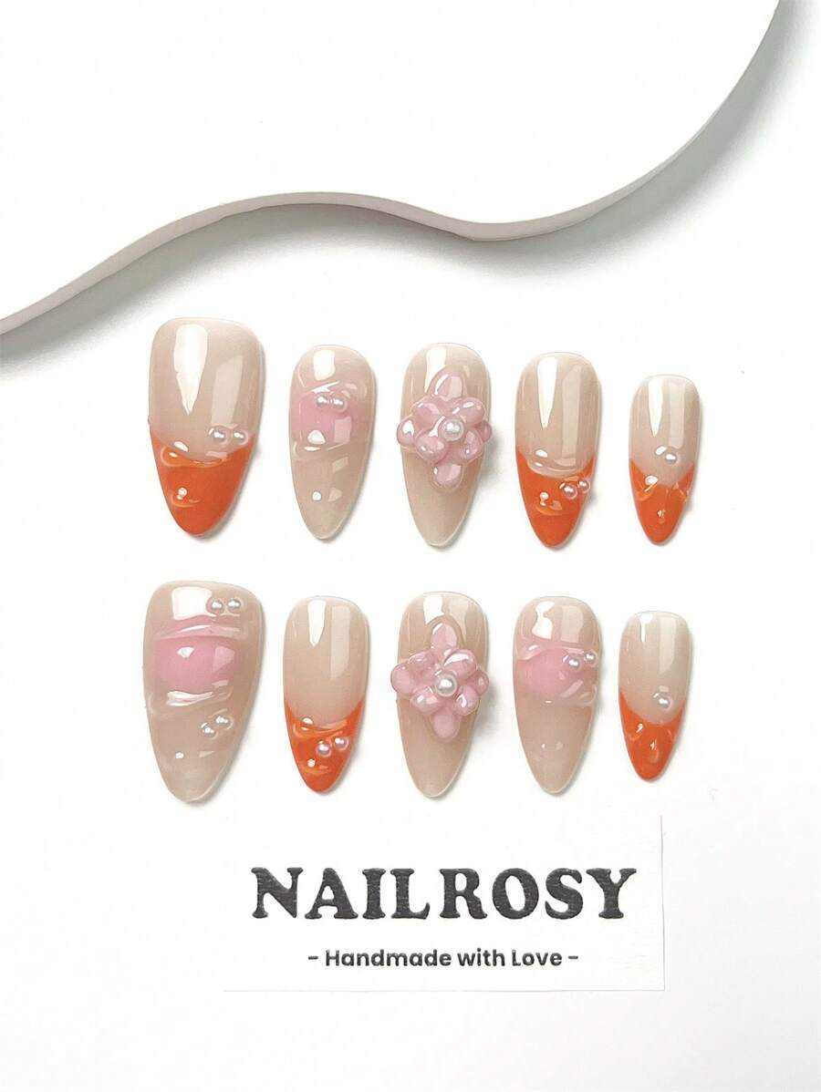 nailrosy Bộ 10 dụng cụ làm móng tay thủ công Màu đỏ tía hạnh nhân trắng hoa phong cách Nhật Bản hiện đại thanh lịch Y2K tối giản phong cách Hàn Quốc thiết kế tươi mới sang trọng phong cách Pháp trung tính cổ điển dễ thương kawaii sáng tạo hoàn thiện bóng lấp lánh ombre 1 tài khoản hộp bộ làm móng tay bao gồm miếng dán - Đỏ - Xem 1