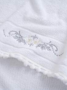 QIBHI 1/2/3件装刺绣蕾丝浴巾或面巾，精致刺绣情侣洗脸巾/浴巾，吸水性强且柔软，家居装饰，返校季适用，美容院家用浴室淋浴毛巾，酒店运动用品，家居必备，毛巾，护肤浴巾 - 白色 - 查看 11