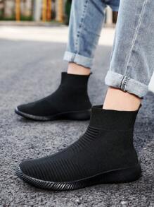 1 Pair Casual Outdoor Sports Knit Mid-Top Sneakers, Soft & Non-Slip, Suitable For Outdoor Activities