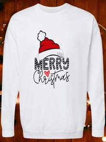 sudadera sueter merry christmas corazon gorro navidad santa claus festividad - Blanco - Ver 1