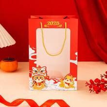 Red Metallic Paper Gift Bags With Transparent Window, Suitable For Snake Year, New Year Party Gift Packaging - Multicolor - View 8