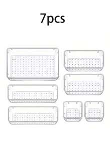 16抽屉桌面化妆品收纳盒透明梳妆台收纳盒多隔层珠宝小物件收纳精致收纳盒防摔适合存放各种小物品 - 彩色 - 查看 11