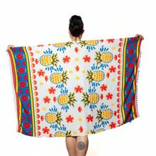Marujá Beach Beach Sarong In White Printed Viscolinho Pareo Beach Cover-Up - Xem 2