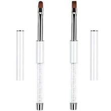 Oval & Flat UV Gel Nail Brush Rhinestone Handle Professional Nail Art Design Brushes - Black and White - View 11