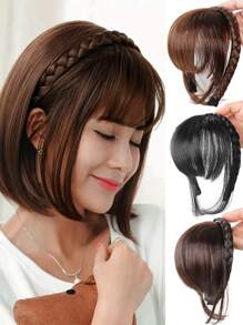 Women's Synthetic Straight Hair Bangs With Braided Headband, Fashion Hairpiece Extension, Universal Fit For All - Basic Style Hair Accessory - Multicolor - View 1