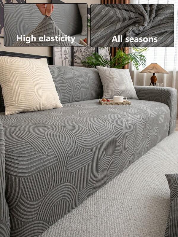1pc Solid Color Stretchy Sofa Cover, Usable In Spring, Summer, Autumn And Winter, Pet-Friendly, Slip-Resistant And Dirt-Resistant, For Living Room, Bedroom, Office, 1-Seat, 2-Seat, 3-Seat, 4-Seat