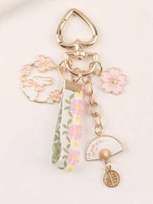Cute Fan & Flower Decor Keychain Car Accessories Bag Charm Backpack For School Goth Y2k Bag Lanyards With Id Holder Car Accessories Bag Charms