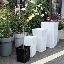 chenguang 1 Large Self-Watering Plastic Flower Pot, Includes Portable Inner Pot, Self-Watering Divider, Water Level Indicator For Easy Watering, Suitable For Outdoor Planting And Indoor Display - White - View 3