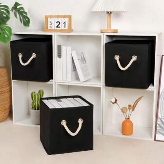 1PC Non-Woven Storage Box Square Foldable Storage Box Without Cover With Drawstring, Suitable For Cabinets, Closets, Storage Rooms, Utility Rooms, Home Organizer Storage Containers, Closet Storage Boxes And Lockers, Bedroom Accessories Dress Pants Shoes Jeans Boots Skirt