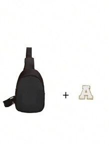 1pc Mini Nylon Zipper Closure Stylish Letter Chest Bag For Boys And Girls, All-In-One Casual Bag For Daily Use (Diy Letter Stickers)