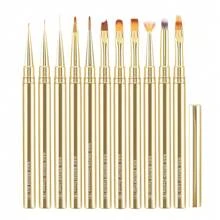 1/11 Peças Pincel Liner de Arte de Unhas, Pincel de Pintura com Padrão de Listras, Pincel de Extensão de Gel Acrílico UV, Caneta de Desenho e Escultura, Ferramenta de Manicure, Pincel de Unhas - Dourado - Visão 6