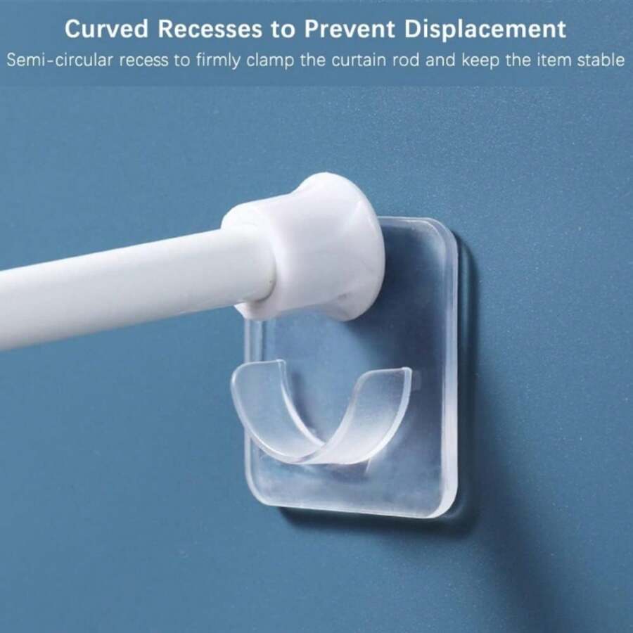 6pcs Telescopic Rod Brackets - Adhesive Curtain Rod Brackets - Wall Mount Rod Brackets - Bathroom Accessories - Multicolor - View 1
