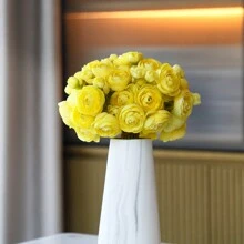 24 Small Artificial Silk Peonies Flowers (30cm), Artificial Peony Bouquets, Decorative Centerpieces For Home, Wedding And Party. - 淡黃色 - 查看 6