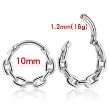 1pc 316L Stainless Steel Clip-On Spiral Chain Nose Ring Earring Cartilage Helix Septum Ring Unisex Body Jewelry - Multicolor - View 3