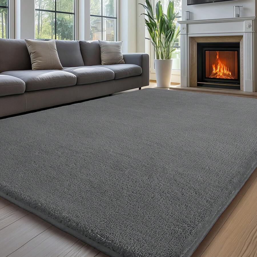 Sour Lemon Area Rugs For Living Room, Soft Large Area Rug Fluffy Rugs For Bedroom,Machine Washable Area Rug Non Slip Carpet Rugs For Living Room Playroom Home Decor Christmas Decoration New Year Winter Warm Deco - Màu xám đen - Xem 1