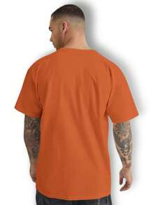 Men's Casual  Lion T-Shirt Premium Cotton Lion Shirt - 橘色 - 查看 2