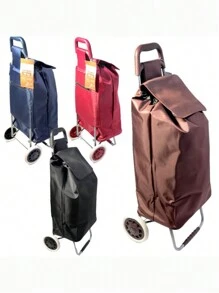 Shopping Trolley, Waterproof, Wear-Resistant, High Quality, With Soft Wheels, Made Of Premium Oxford Fabric, Available In Multiple Colors, 95 X 24 X 32cm, MAX WEIGHT SUPPORT 50KG - Black - View 2