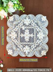 1 件 100% 涤纶面料精致 3D 刺绣蕾丝花边家居装饰帷幔、橱柜围巾、厨房餐桌旗、餐垫、室内外节日装饰、野餐、派对、婚礼系列桌旗 - 白色 - 查看 10